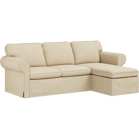 Divano Crema 215 x 138 x 80 cm Tessuto vidaXL