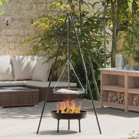 Lagerfeuer Stativ 3 pcs Schwarz Stahl