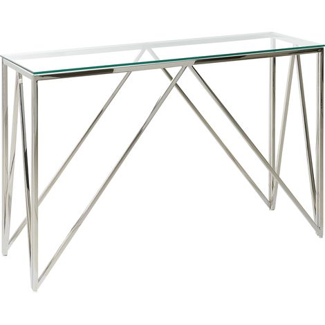 Consola de vidrio templado plateado 120 x 40 cm acero inoxidable glamour moderno sala de estar dormitorio Weso (1/5)