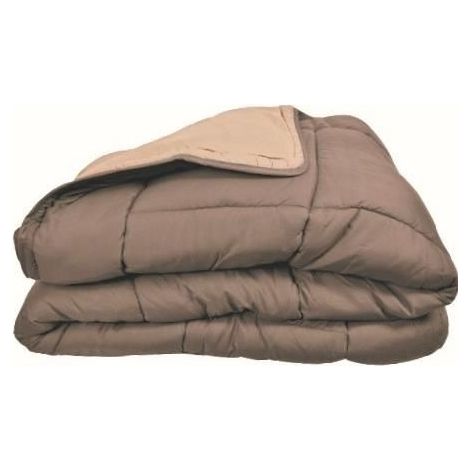 Couette chaude Microfibre 400 gr/m2 CALGARY Taupe + Lin 140x200cm (1/10)