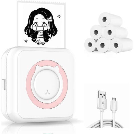 Mini imprimante d'autocollants de poche, imprimante thermique portable sans fil Bluetooth pour notes, mémos, photos et étiquettes de reçus. (1/5)