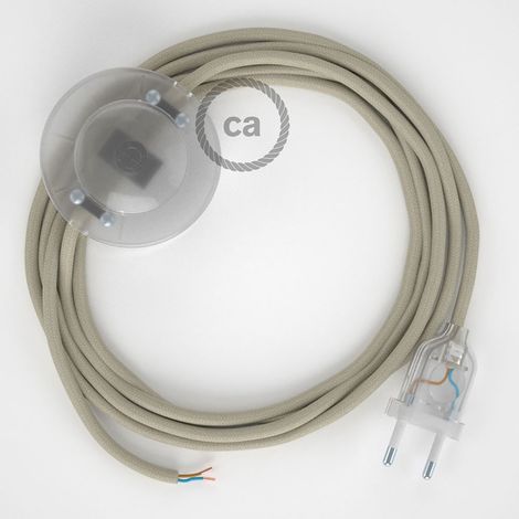 Creative-Cables Câblage pour lampadaire avec câble en coton de 3 m – (Câble 2x0,75 mm² tourterelle RC43, fiche EU et interrupteur transparents) – Conforme aux normes de sécurité (1/5)
