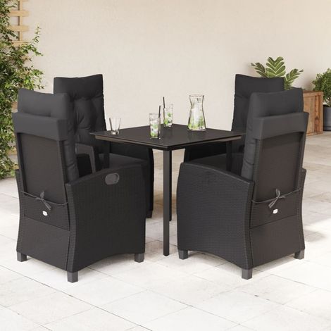 Set da Pranzo da Giardino 5 pz Nero con Cuscini in Polyrattan vidaXL (1/5)
