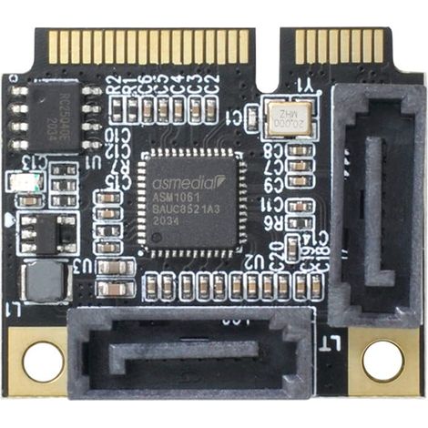 1 Carte d'extension Mini PCI-E vers SATA 3.0, 2 ports, 6 Gbit/s, pour SSD, ordinateur de bureau (1/5)