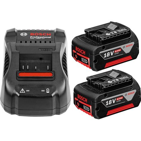 Bosch GBA18806SET 18v Starter Set 2 x 6.0ah Lithium Batteries + GAL1880 Charger (1/2)