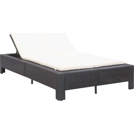 vidaXL Transat à 2 places avec coussin Noir Résine tressée (1/5)