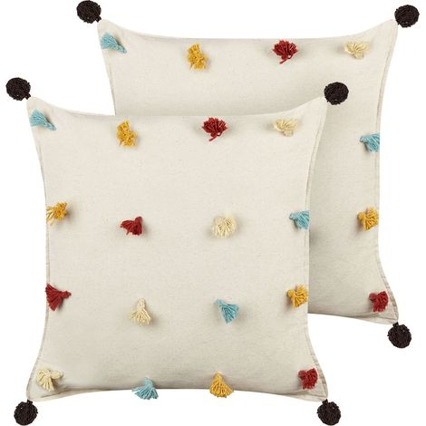 Dekokissen 2er Set FUSSEL Baumwolle 45 x 45 cm Hellbeige (1/5)