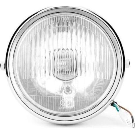 Phare avant moto 5.75 pouces – Lentille en verre blanc – Coque en métal argent – 35W 12V – Éclairage LED haute performance - GN125