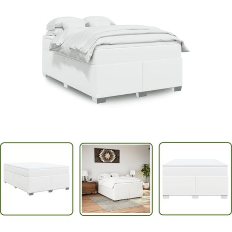 vidaXL Sommier à lattes de lit avec matelas Blanc 160x200cm Similicuir (1/5)