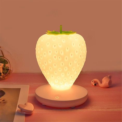 Strawberry LED Table Lamp Night Light – 3 Touch-Control Lighting Modes, Cute Bedside Lamp for Bedroom, Kawaii Valentine’s Gift for Girls, Women & Teens