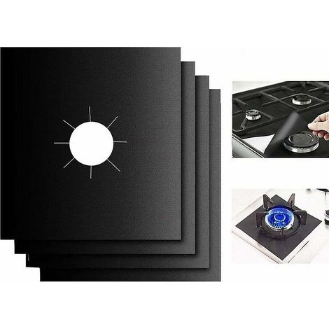 Protection de plaque de cuisson à gaz, lot de 4 protections antiadhésives réutilisables, 270 x 270 mm (1/4)