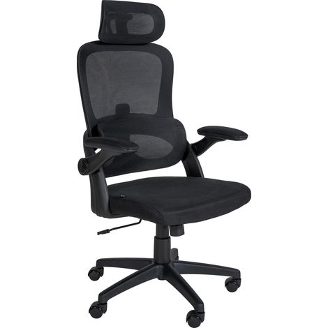 Sedia da ufficio con rotelle rivestimento in rete traspirante nera con funzione basculante BUR10691
