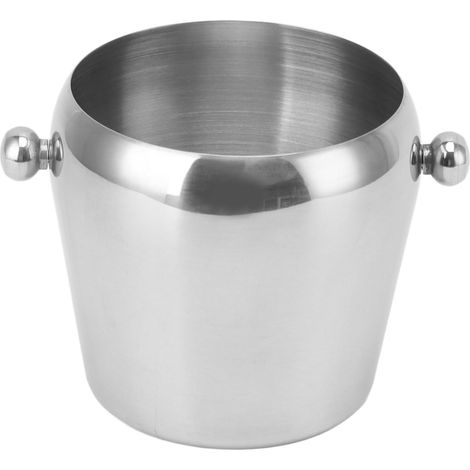 Seau à glace en acier inoxydable, seau à champagne, seau à vin réfrigérant, seau à boissons avec anse lisse pour bars à domicile et fêtes, argenté, nu, grand, 2L (1/5)