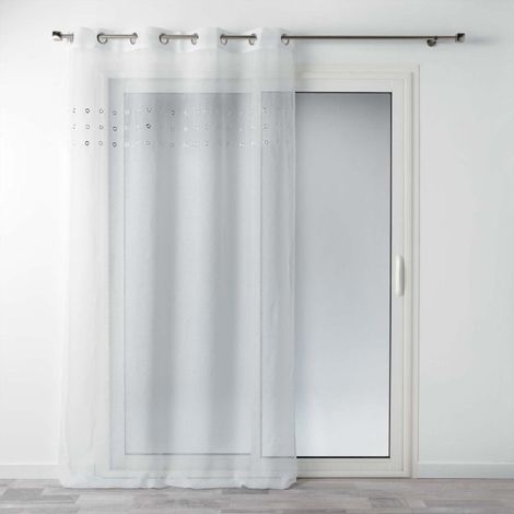 Rideau Voilage à Œillets "Krom" 140x240cm Blanc (1/4)