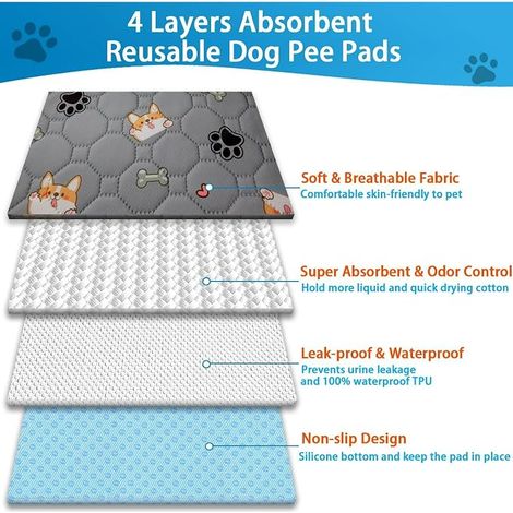 Dog Training Mat, Absorbent Mat, Pet Urine Mat, Non-Slip, Absorbent Capacity - 104 x 104 cm (1/4)