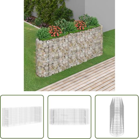 The Living Store Lit surélevé à gabion Fer galvanisé 260x50x100 cm - Jardin - Jardiniere - Bac Acier - Gabions - Décoration Extérieur (1/5)