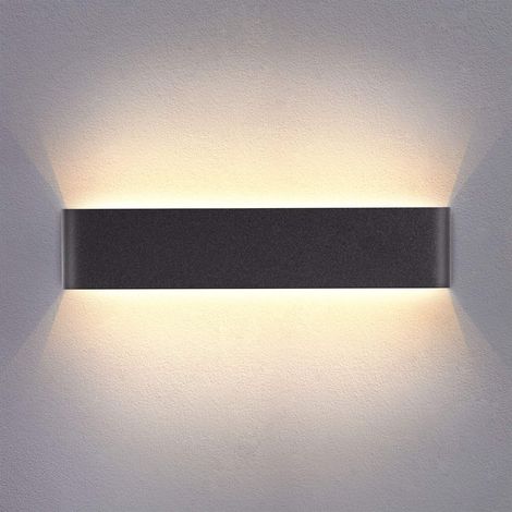 Applique da Parete Interna LED 14W 3000K, Nero Lampada da Parete Moderna Acrilico per Camera da Letto, Salotto, Scala, Corridoio - 40cm Luce Calda (1/4)