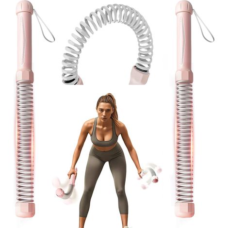 2 PCS Waving Rope Battle Rope, No Rope Battle Rope, with Non-Slip Handle for Bodybuilding, Muscle Building, Home, Gym, Outdoor (Pink) (1/5)