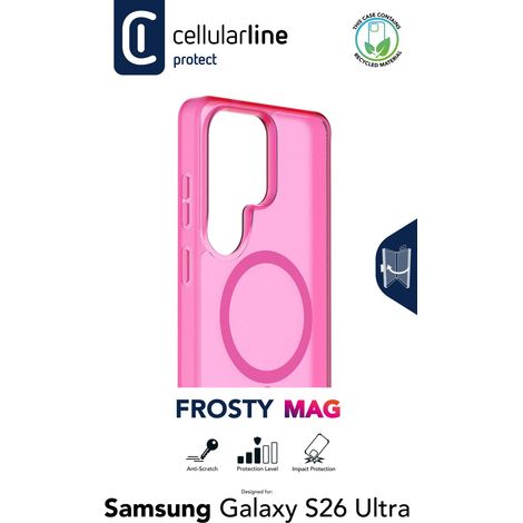 Cellularline FROSTY MAG - Galaxy S26 Ultra Funda semitransparente con acabado mate y bordes de color, compatible con el ecosistema Qi2 y accesorios magnéticos para Samsung. (1/2)