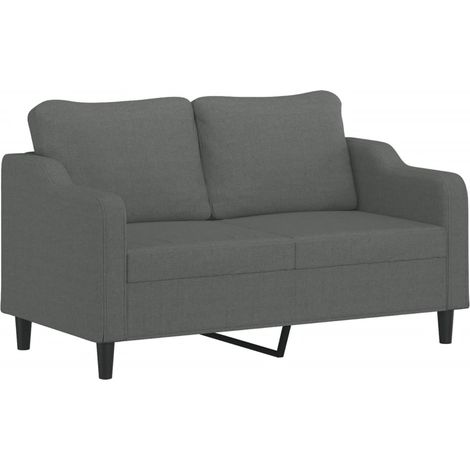 Canapé Sofa à 2 places Gris foncé 140 cm Tissu (1/5)
