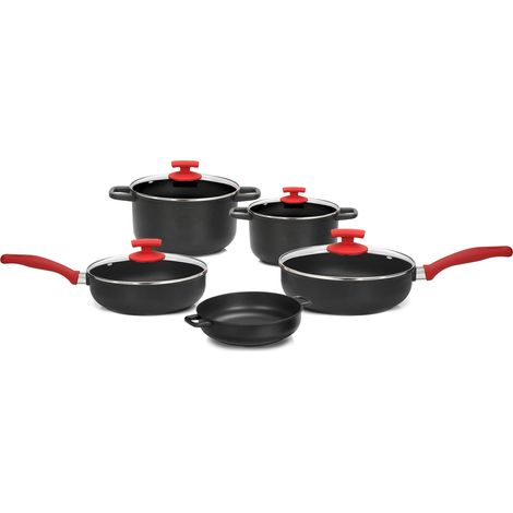 Batteria di Pentole 9 Pezzi in Alluminio Pressofuso Antiaderente Olympia Love