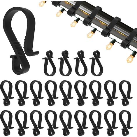 Crochets de gouttière pour guirlandes lumineuses, Lot de 40 - Attaches de fixation pour guirlandes extérieures, Supports de gouttière en plastique pour guirlandes et sapin - Noir (1/5)