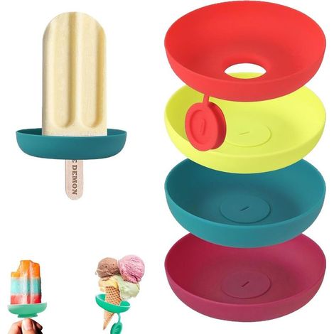 Set di 4 porta cubetti di ghiaccio in silicone, porta bastoncini per ghiaccioli, antigoccia, lavabili, antigelo, per bambine e bambini, porta bastoncini per ghiaccioli riutilizzabili (1/5)
