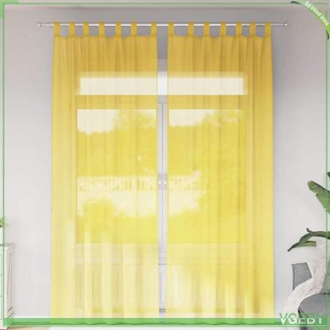 4102320 Rideaux en voile avec boucles 2 pcs jaune 140x260 cm (1/5)