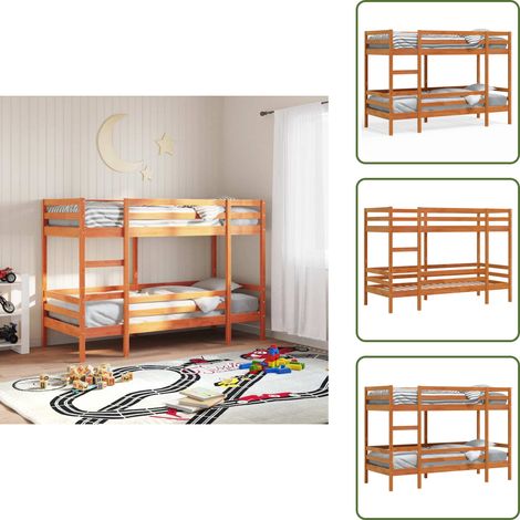Etagenbett Wachsbraun 75x190 cm Massivholz Kiefer - Holzbett - Etagenbett - Doppelbett - Jugendzimmer - Schlafraum
