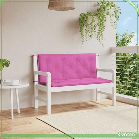 361695 Coussins de banc de jardin lot de 2 rose 120x50x7 cm tissu (1/5)