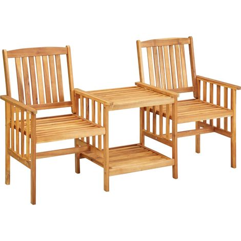 Sillas y mesita de jardín con cojines madera maciza acacia vidaXL (1/5)