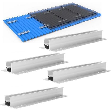 4 jeux de supports de montage pour panneaux solaires photovoltaïques, toiture en tôle, mini-rails de guidage et rails de guidage courts en alliage d'aluminium (1/5)