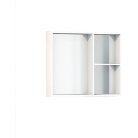 Meuble vestiaire avec Miroir, Armoire d'appoint de Salle de Bain Multi-usages, Option avec ou sans lumière LED, Meuble Mural Facile à Poser, Armoire montée, Finition Blanche, sans Porte 70 cm (1/5)