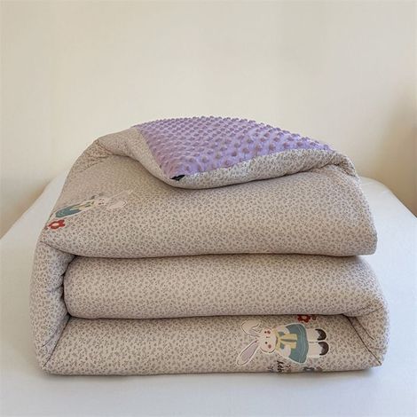 Couette en duvet douce et épaisse pour l'hiver, simple, motif petit lapin violet, 150x200 cm (1,5 kg), chaude et confortable (1/5)