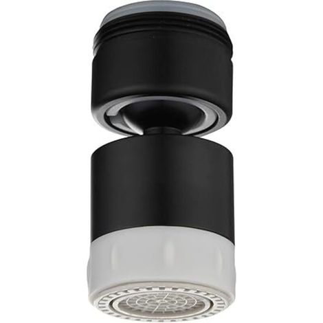 Aérateur de passoire à filetage mâle M24 Deux débits d'eau différents Tête pivotante à 360 degrés Aérateur de robinet à pointe en silicone Noir (1/4)