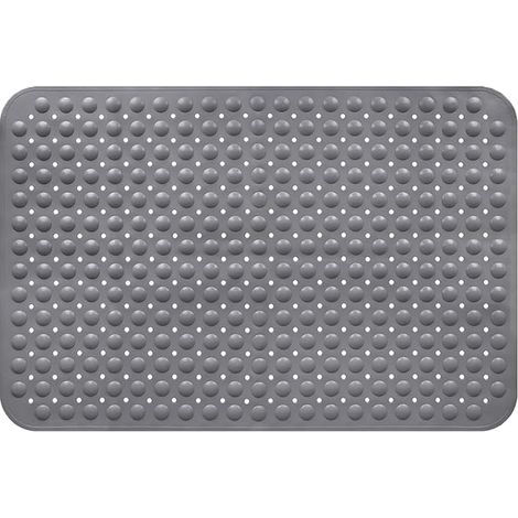 Tapis de Douche Antidérapant, Tapis Douche Antidérapant Rectangulaire, Tapis Salle de Bain 60 x 90 cmTPR Gris à Bulles, Natte de Douche avec Trous de Drainage, Ventouses, Cabine, Sauna (1/5)