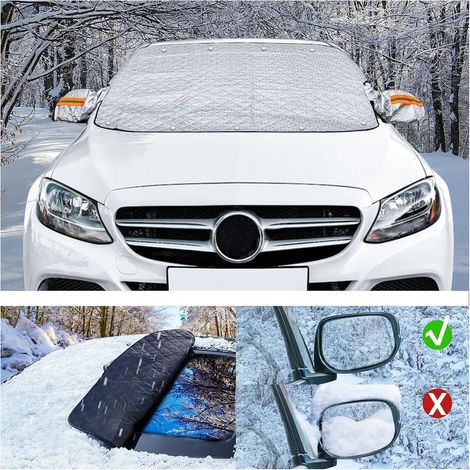 Couverture Pare-Brise Voiture,Couverture Pare Brise pour Anti Givre,Bâche Pare Brise Protège Magnétique Couverture Repliable,Anti Givre et Neige, UV,Soleil,Poussière,Pluie-145CM x 115CM (1/5)
