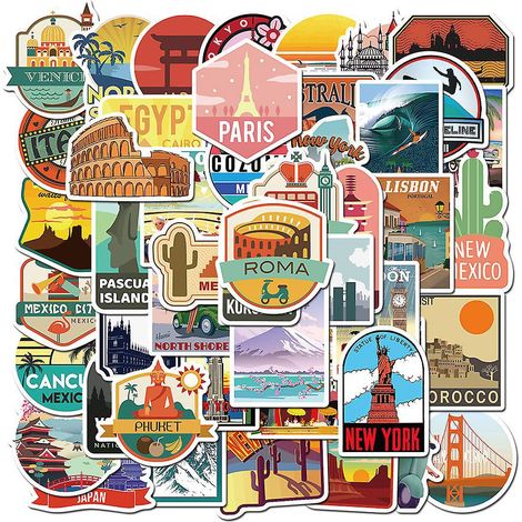 autocollant 50 Pices Paysage Urbain Graffiti Stickers Pour Portable Voiture Ordinateur Moto Velo Casque Skateboard Guitare Bouteille D'eau Guitare (1/5)
