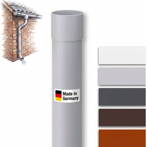 INEFA Fallrohr Kunststoff 200 cm, Dachrinnenzubehör, einfache Steckmontage, Made in Germany DN100 / 100mm, 1 Stück Grau