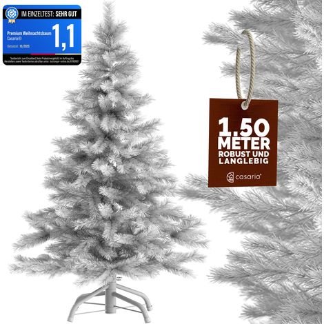CASARIA® Weihnachtsbaum künstlich 140 150 180 240 cm dichte Spitzen schneller Aufbau Metallständer wie echt schwer entflammbar Tannenbaum Weiß 150cm