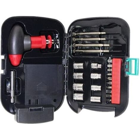 Jeux de tournevis outil lampe de poche Boîte Kit T Bit à cliquet poignée manches lampe torche matériel 24PCS Portable (1/5)