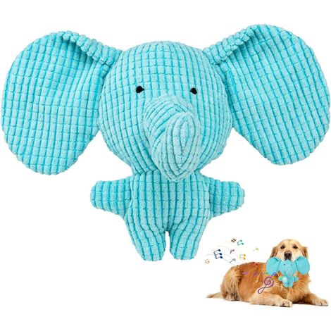 Jouet pour Chien,Jouet à Mâcher Couineur pour Chiot Entraînement des Dents,Peluche Interactif Indestructible avec du Papier Froissé,Peluche Chiot pour Petit et Moyen Chien (Eléphant Bleu) (1/5)