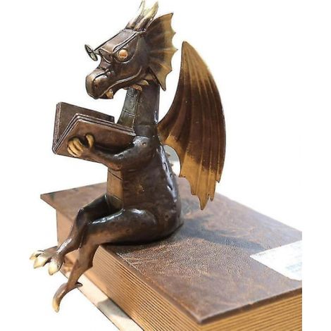 Figurines de dinosaures de jardin, sculpture en résine, dragon classique en train de lire