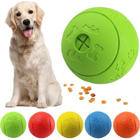 Pelota de juguete para perros, pelota dispensadora de premios para perros, pelota de goma resistente a las mordeduras para comida de perros, juego de ejercicio, pelota de entrenamiento de inteligencia (1/5)