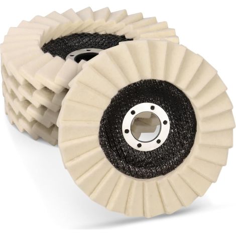 Apex – Disque à lamelles pour meuleuse 125mm – Lot de 5 disques en feutre – Trou 22,23mm – Pour polissage acier et aluminium