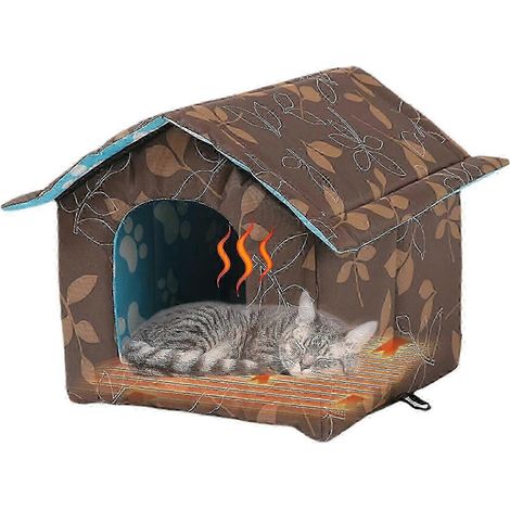 Maison d'hiver avec coussin chauffant auto-chauffant - abri extérieur/intérieur résistant aux intempéries et isolé thermiquement pour chats, chiens et lapins (1/5)