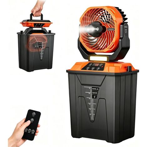 Refroidisseur d'air portable, 20 000 mAh, ventilateur de refroidissement rechargeable Réservoir d'eau pliable de 7 L, 4 vitesses, 4 lumières LED, fonctionnement télécommandé(Orange) (1/5)