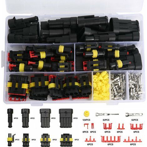 Lntyq Connecteur Électrique Voiture Étanche Kits Imperméable à l'eau Connecteurs 1/2/3/4 Broches pour Auto Moto Marine 352 Pièces (1/5)