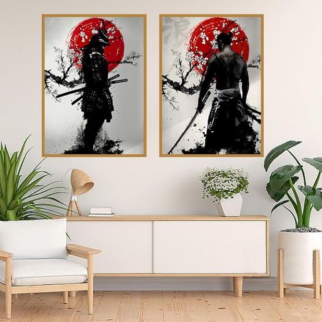 CCYKXASamouraï Japonais Tableau sur Toile, Tableaux Modernes Personnage, Impressions sur Toile, Peintures Modernes Salon à Coucher, Sans cadre(2x30x40cm) (1/5)
