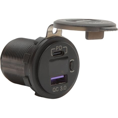 Chargeur allume-cigare QC 3.0 12V double port USB rapide avec afficheur de tension pour camions, fourgons, camping-cars (1/5)